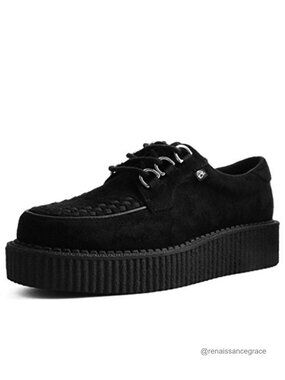 Faux Suede Chunky Creeper Sneakers Lace Up Platform Shoes